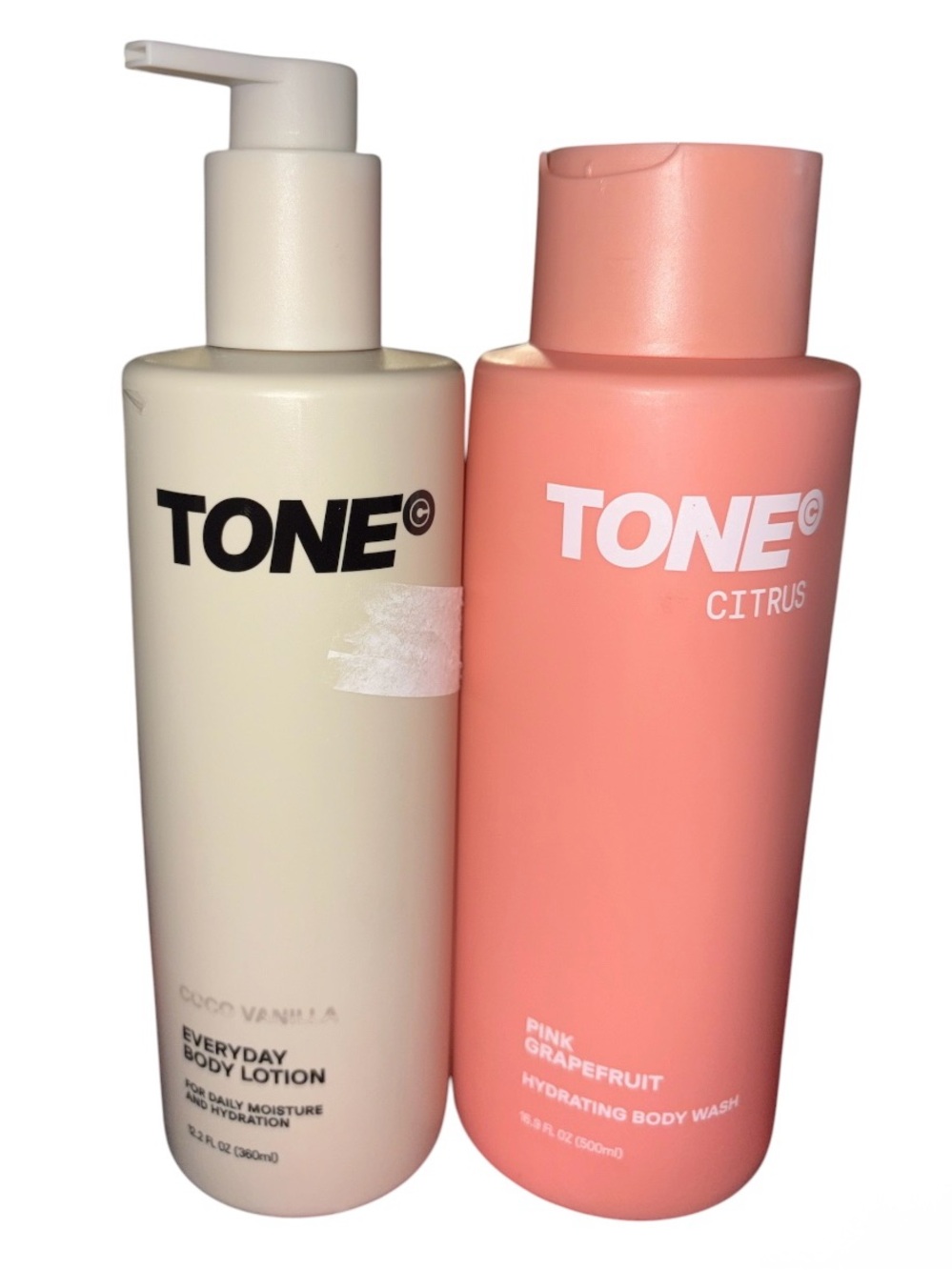 TONE Everyday Body Lotion & Pink Grapefruit Hydrating Body Wash - Cream & Pink